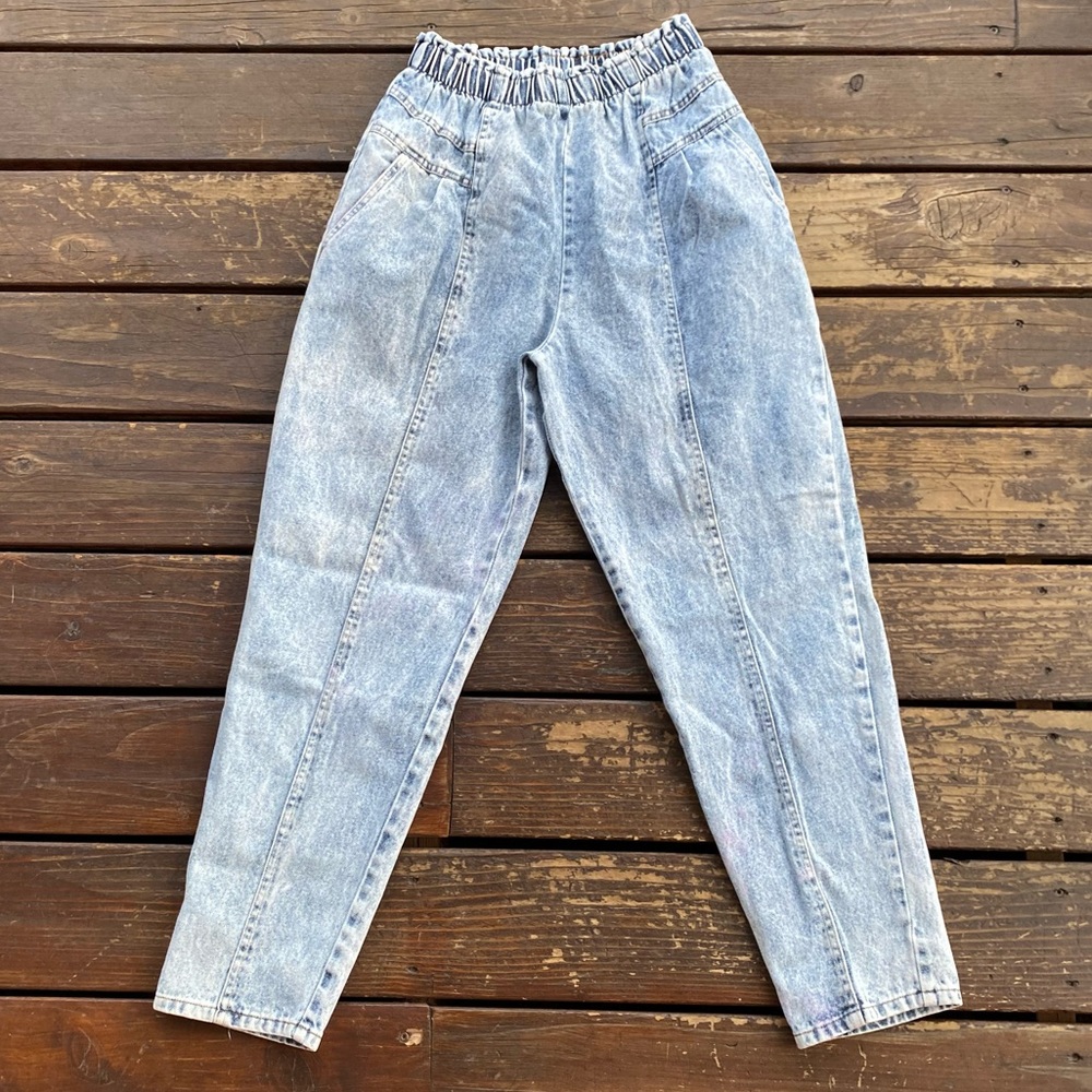 Vintage 90’s 80’s acid wash jeans high rise elastic waist
